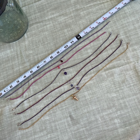 Lot of Six Seed Bead Handmade Necklaces with Small Dangles - Picture 4 of 4